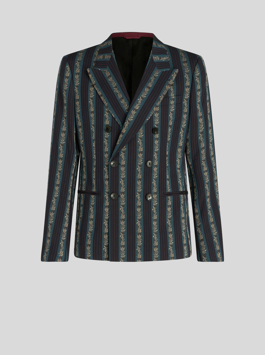 STRIPED DOUBLE-BREASTED JACQUARD JACKET - 1