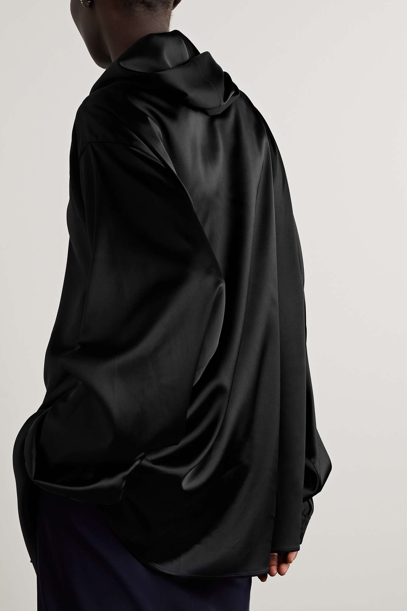Hooded duchesse-satin blouse - 3