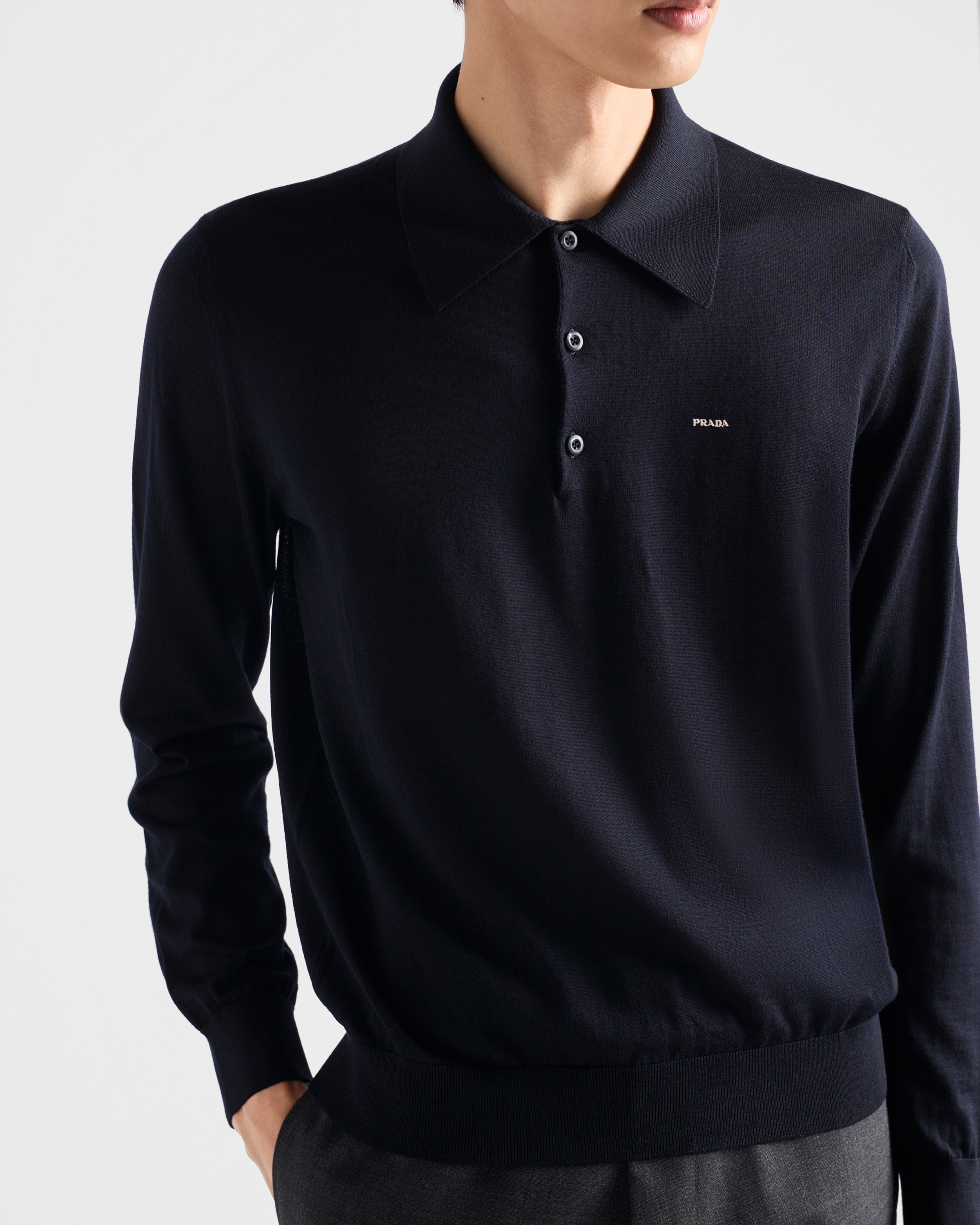 Long-sleeved superfine wool polo sweater - 6