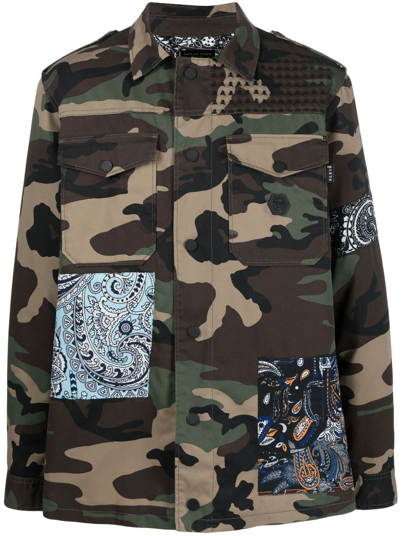 camouflage-print paisley-patch jacket 1
