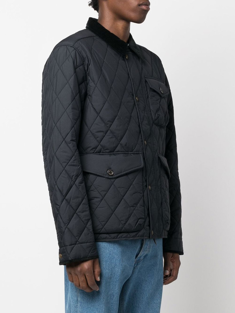 diamond-quilt button-fastening jacket 3
