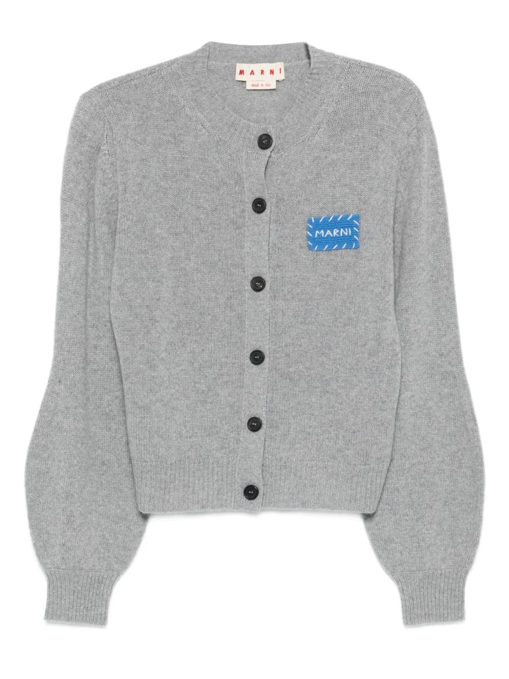 button-fastening logo-patch cardigan - 1