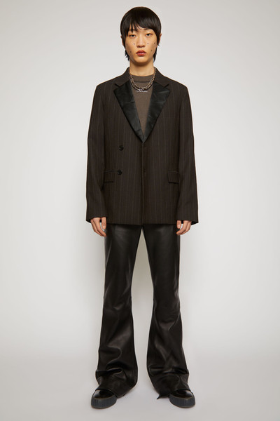 Acne Studios Double-breasted pinstriped jacket cacao brown outlook