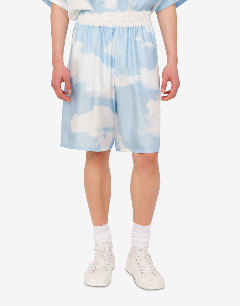 Moschino SILK TWILL BERMUDA SHORTS ARCHIVE CLOUDS outlook