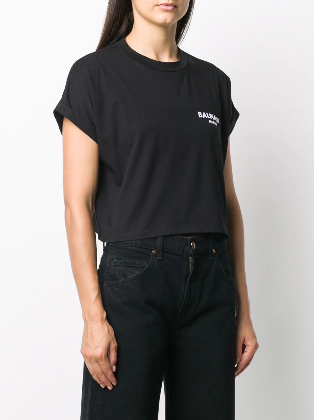 logo-embroidered cropped T-shirt - 3