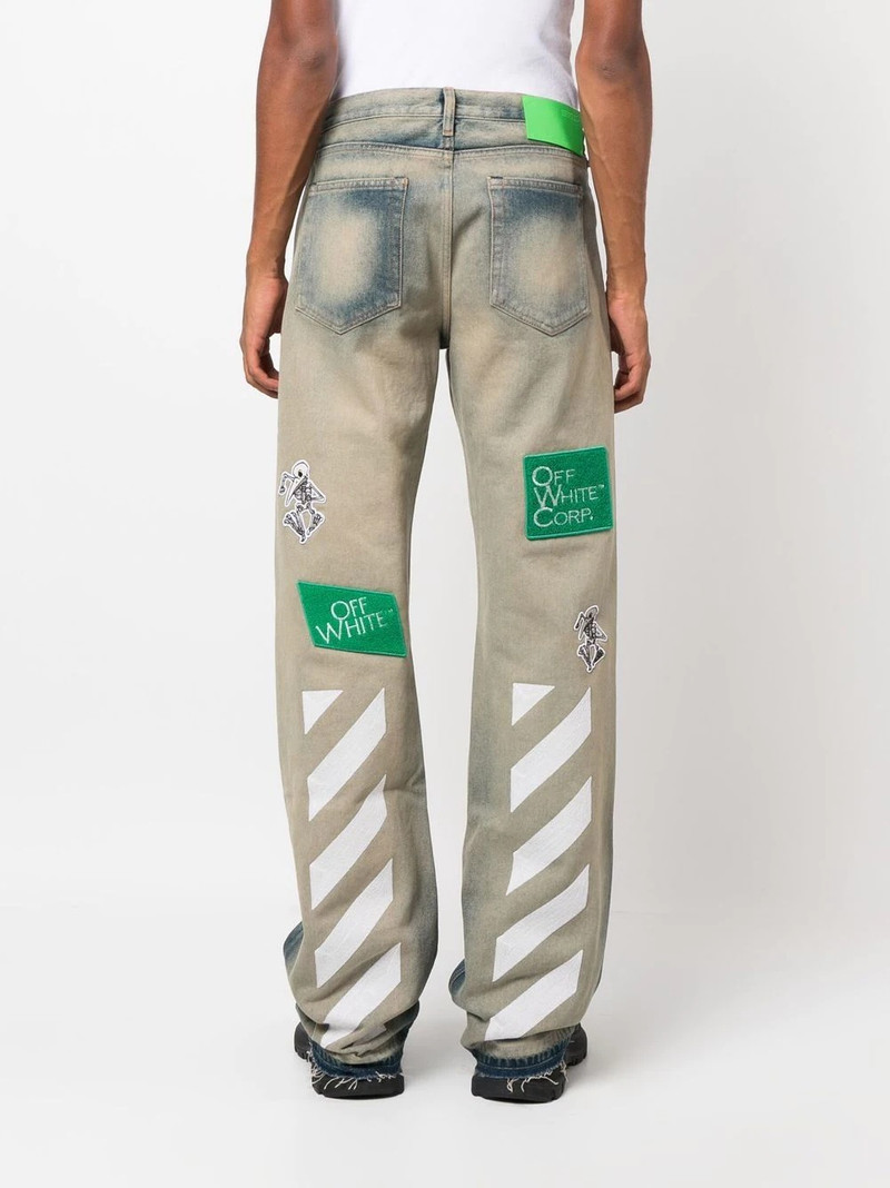 Diag Straight-Leg Bleached Appliquéd Jeans 4
