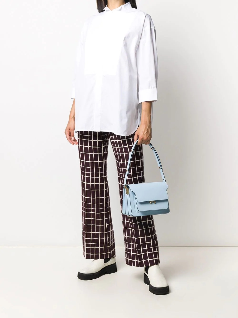 check-print straight trousers - 2