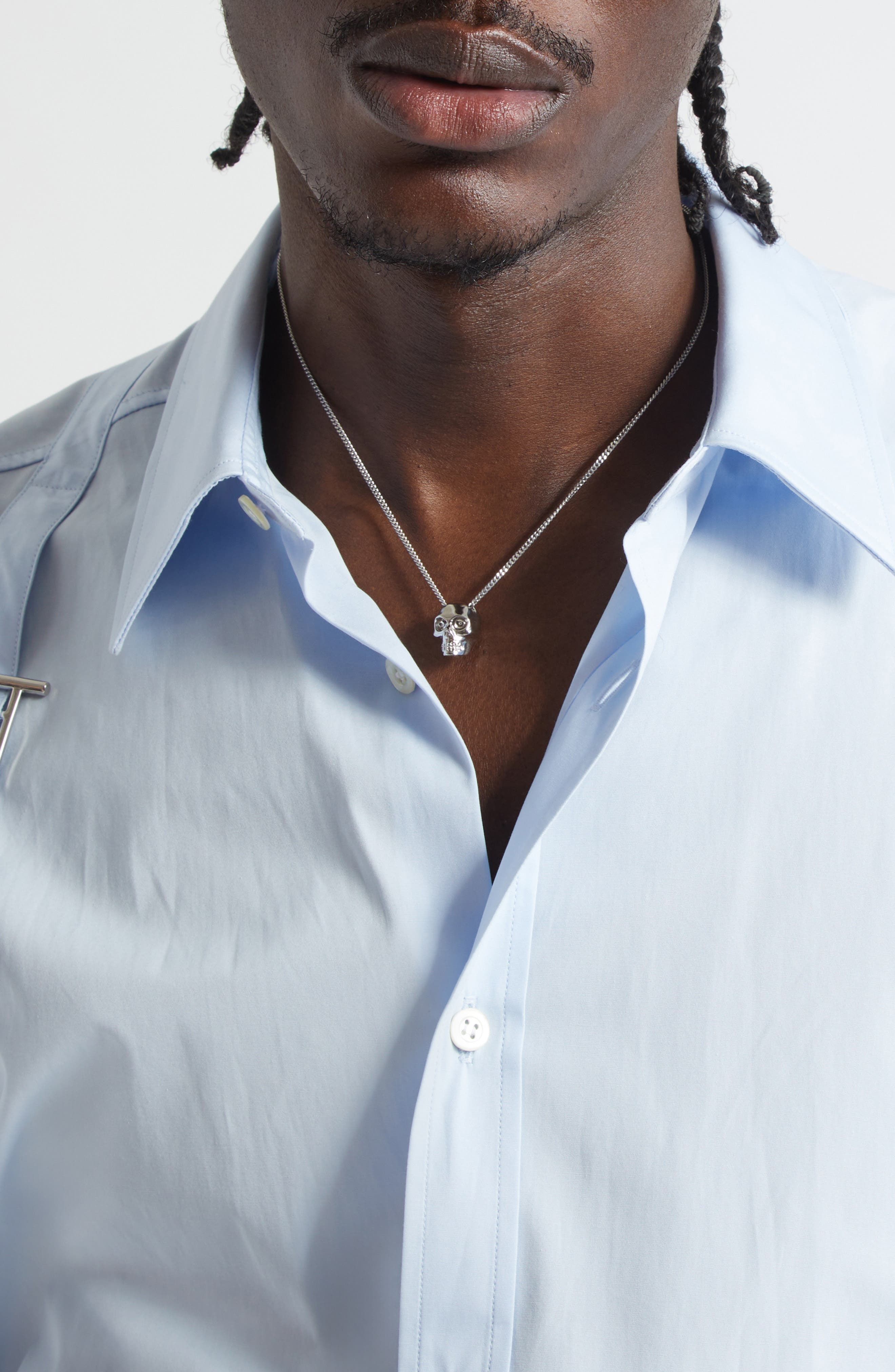 Alexander McQueen Men's Skull Pendant Necklace in Palladium at Nordstrom - 2