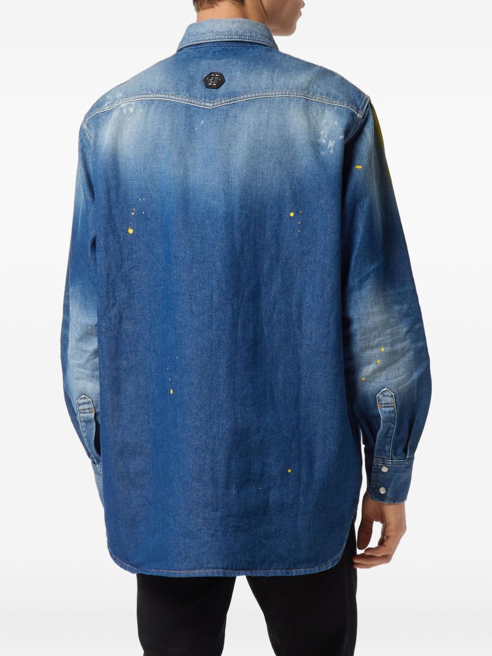 paint-splattered denim shirt - 4