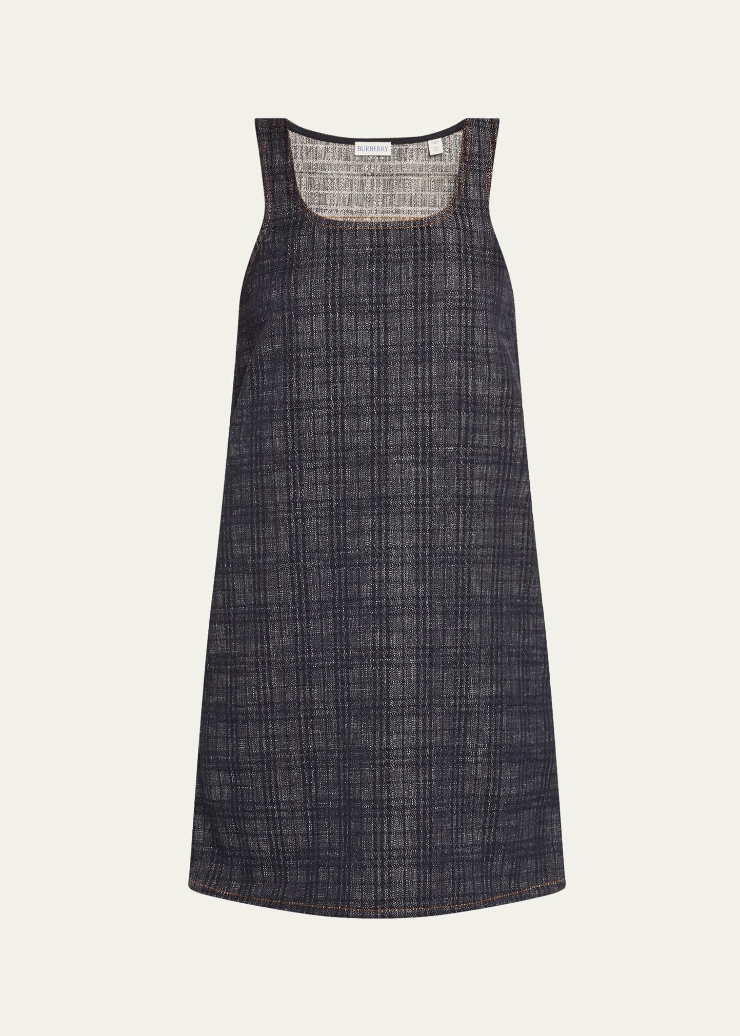 Check Denim Sleeveless Mini Dress - 1