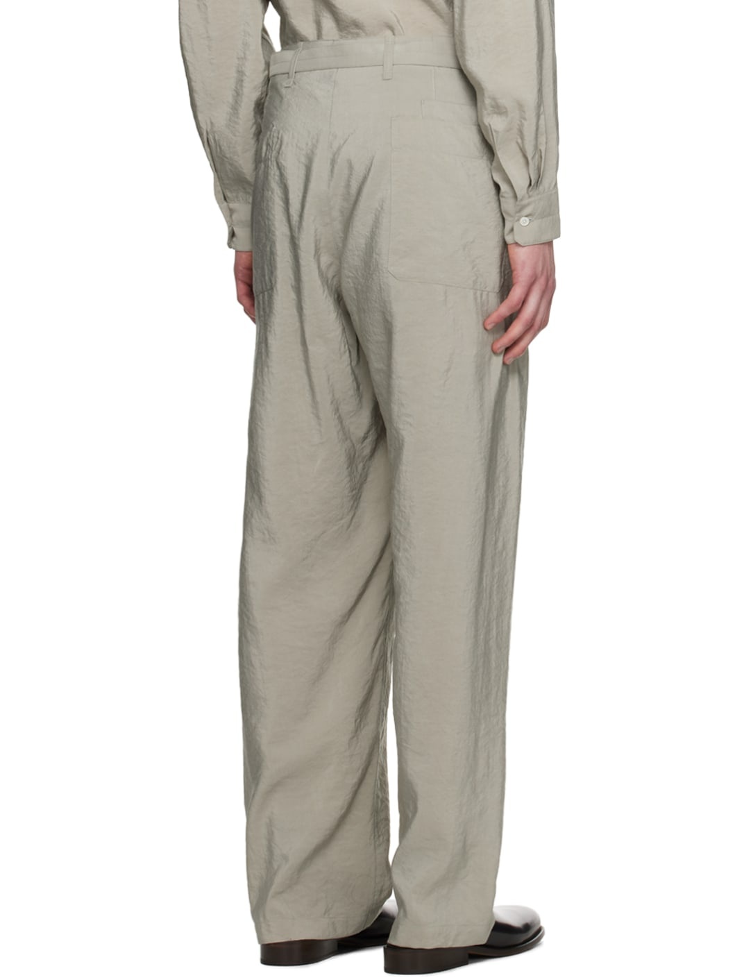 Gray Seamless Belted Trousers - 3