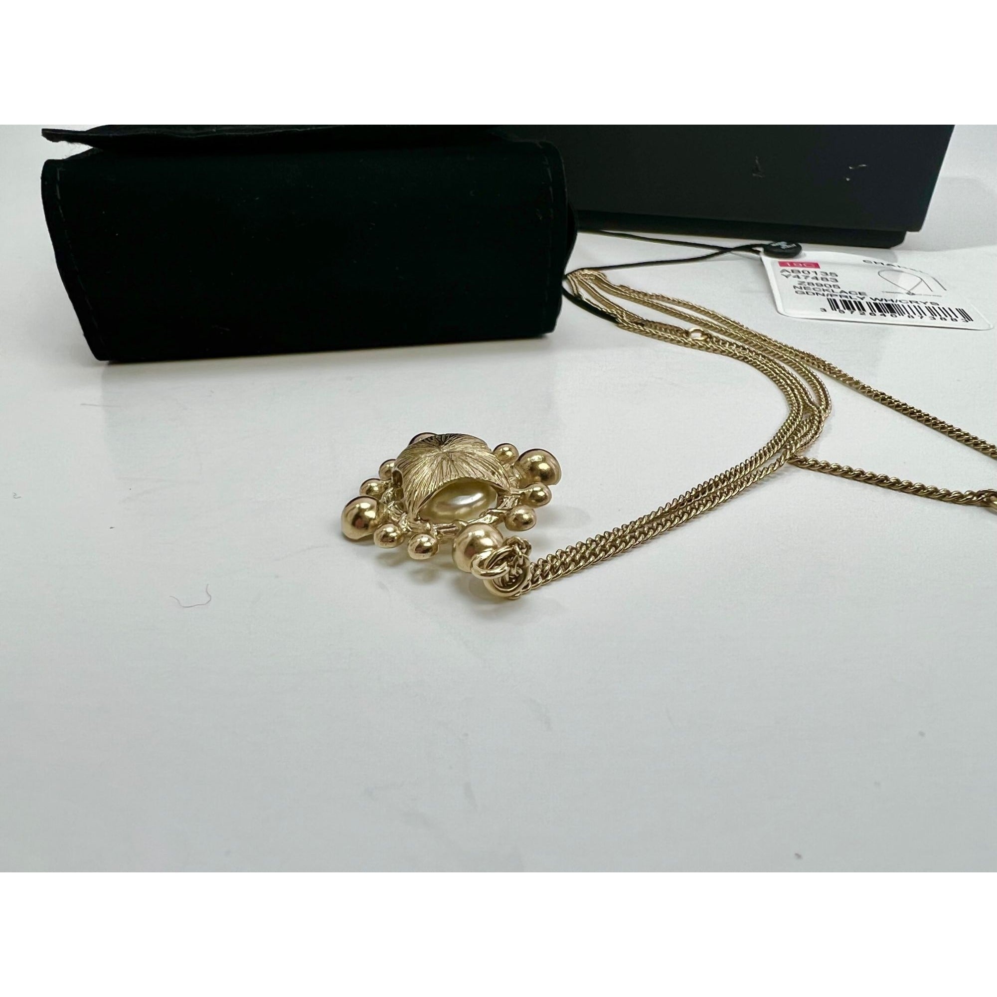 Chanel Crystal CC Necklace Gold Pearly Fashion Jewelry - 8