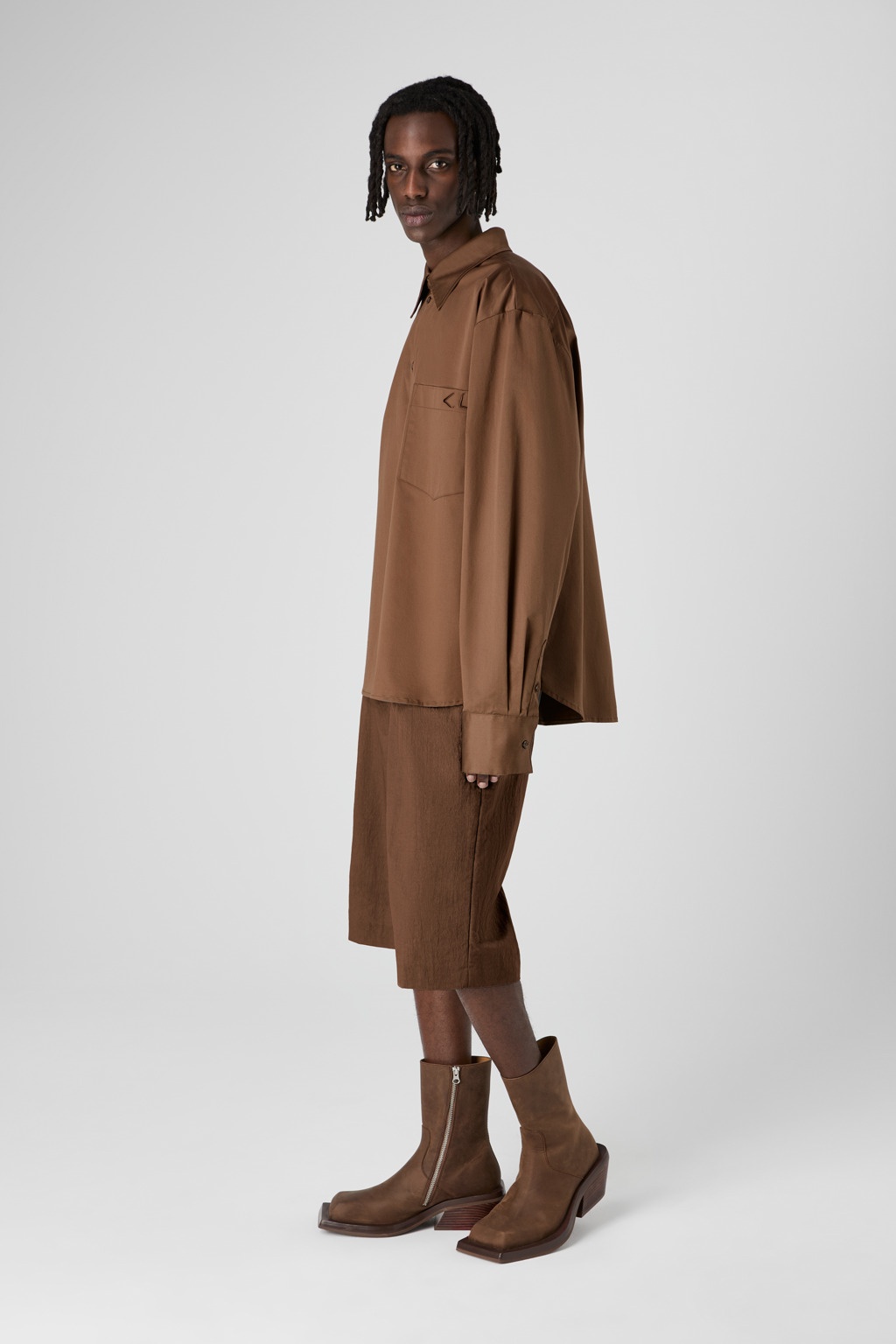 Brown Cotton Shirt - 3