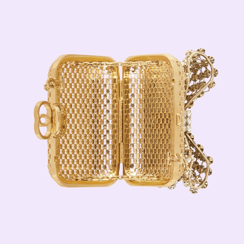 Metal mini handbag with crystal bow 9
