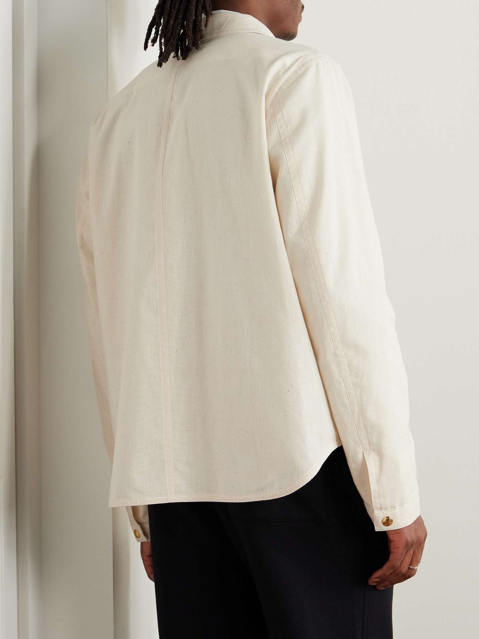 Striped Webbing-Trimmed Cotton Shirt - 3