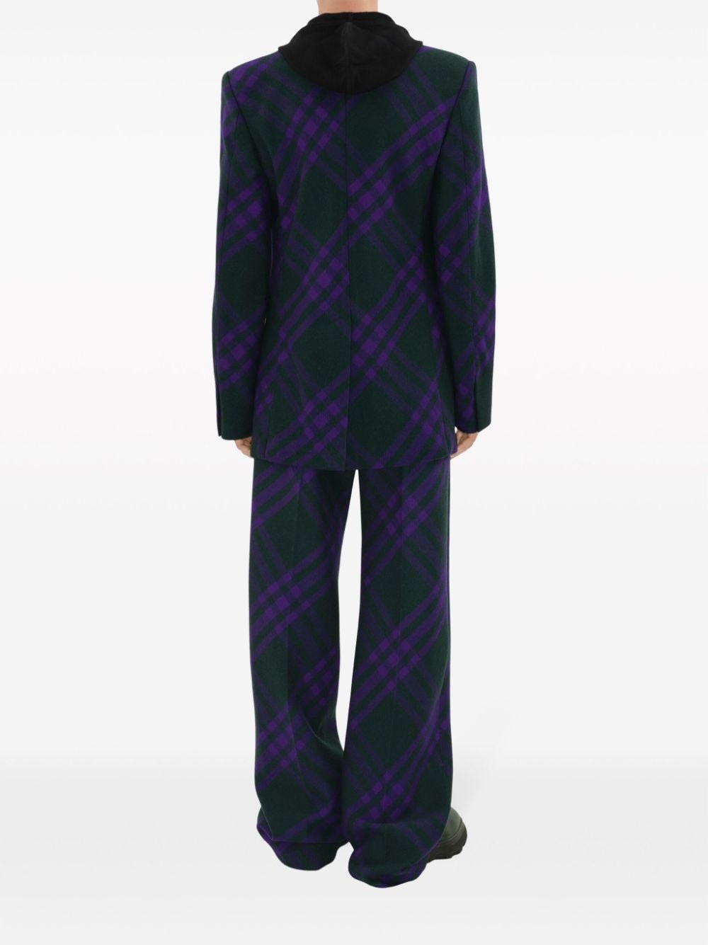 check-pattern wool trousers - 4