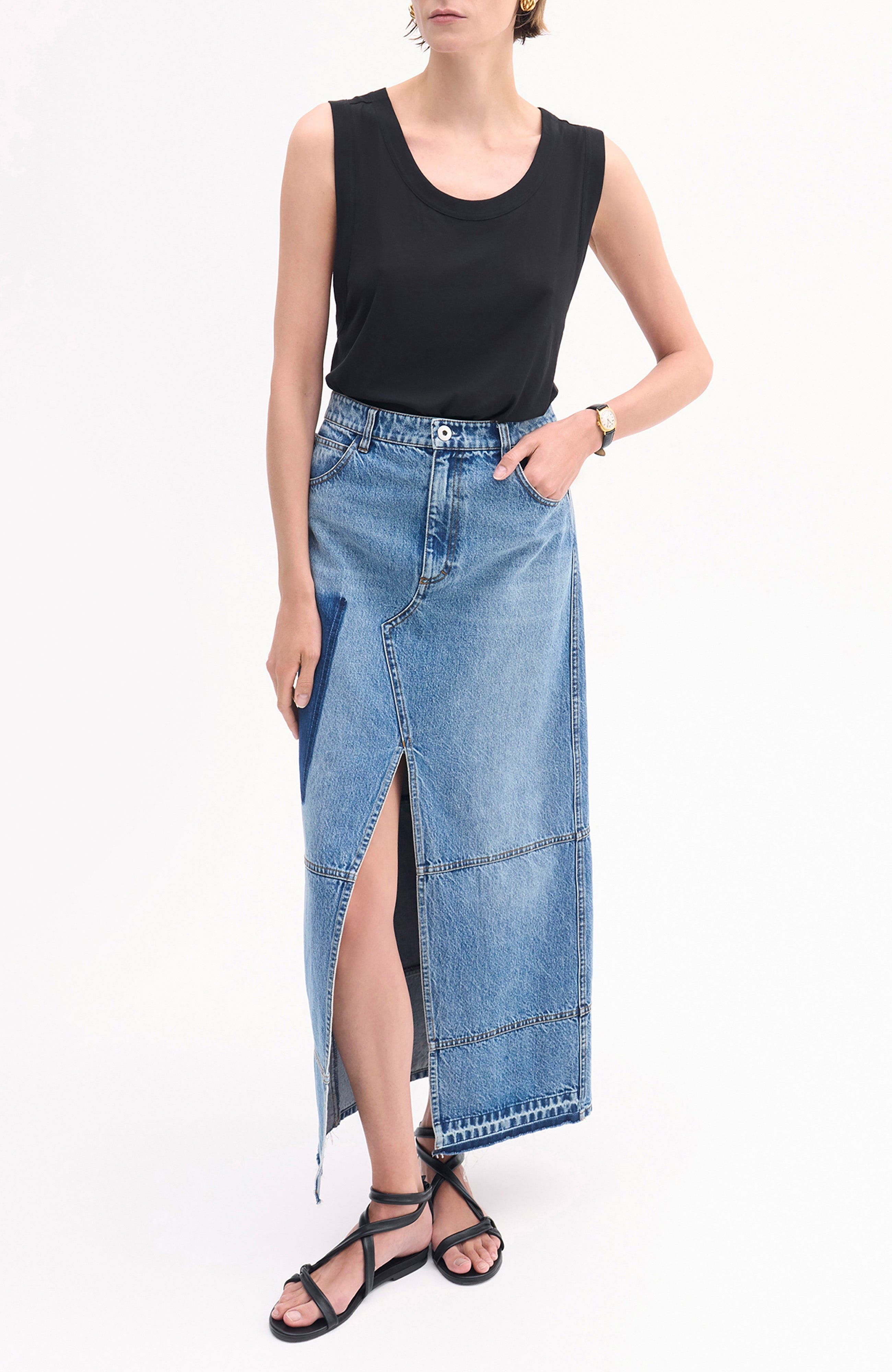 CO Patchwork Maxi Skirt in Denim in Indigo at Nordstrom - 1