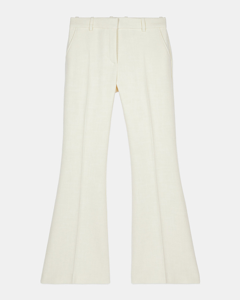 ECRU WOOL AND COTTON FLARED SUIT TROUSERS 1