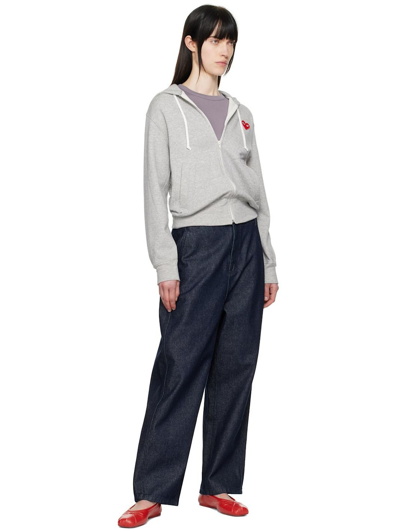 Comme des Garçons PLAY Gray Small Heart Zip-Up Hoodie outlook