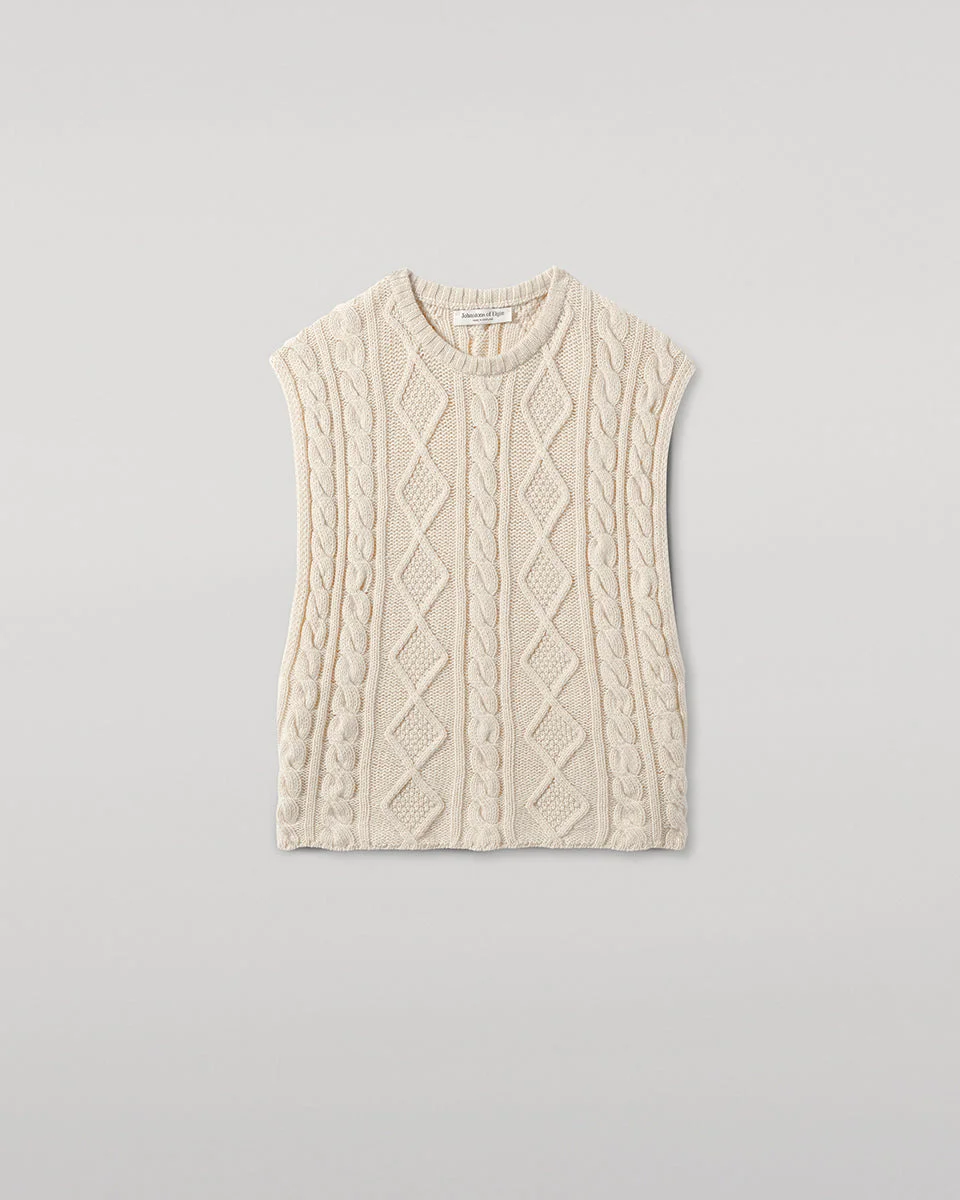 Aran Cable Cream Cashmere Tank - 1