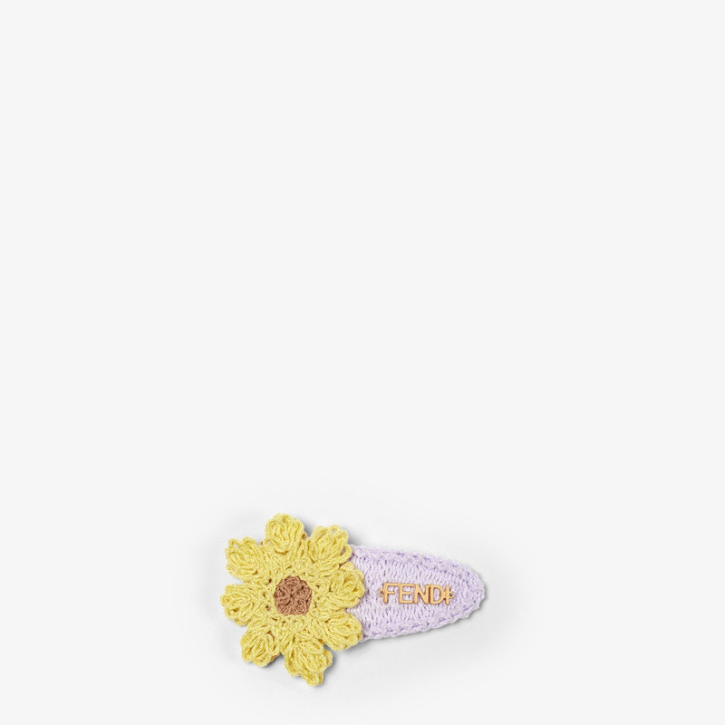 Hair Clip Yellow and lilac crocheted cotton hair clip. 1