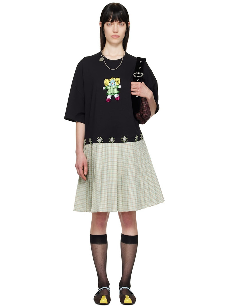 Black & Green Saltos Kilt Midi Dress 1