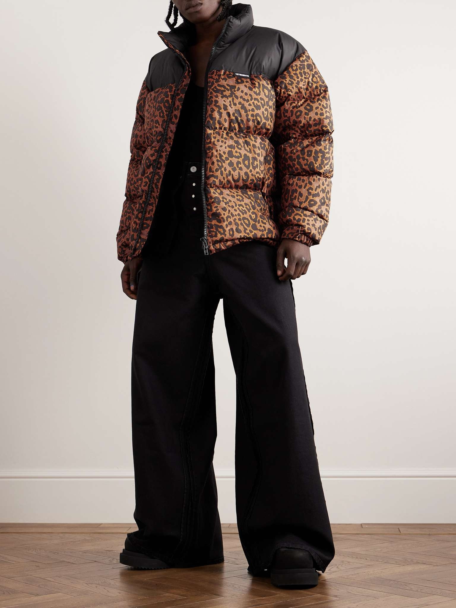 Logo-Appliquéd Leopard-Print Shell Down Jacket - 2