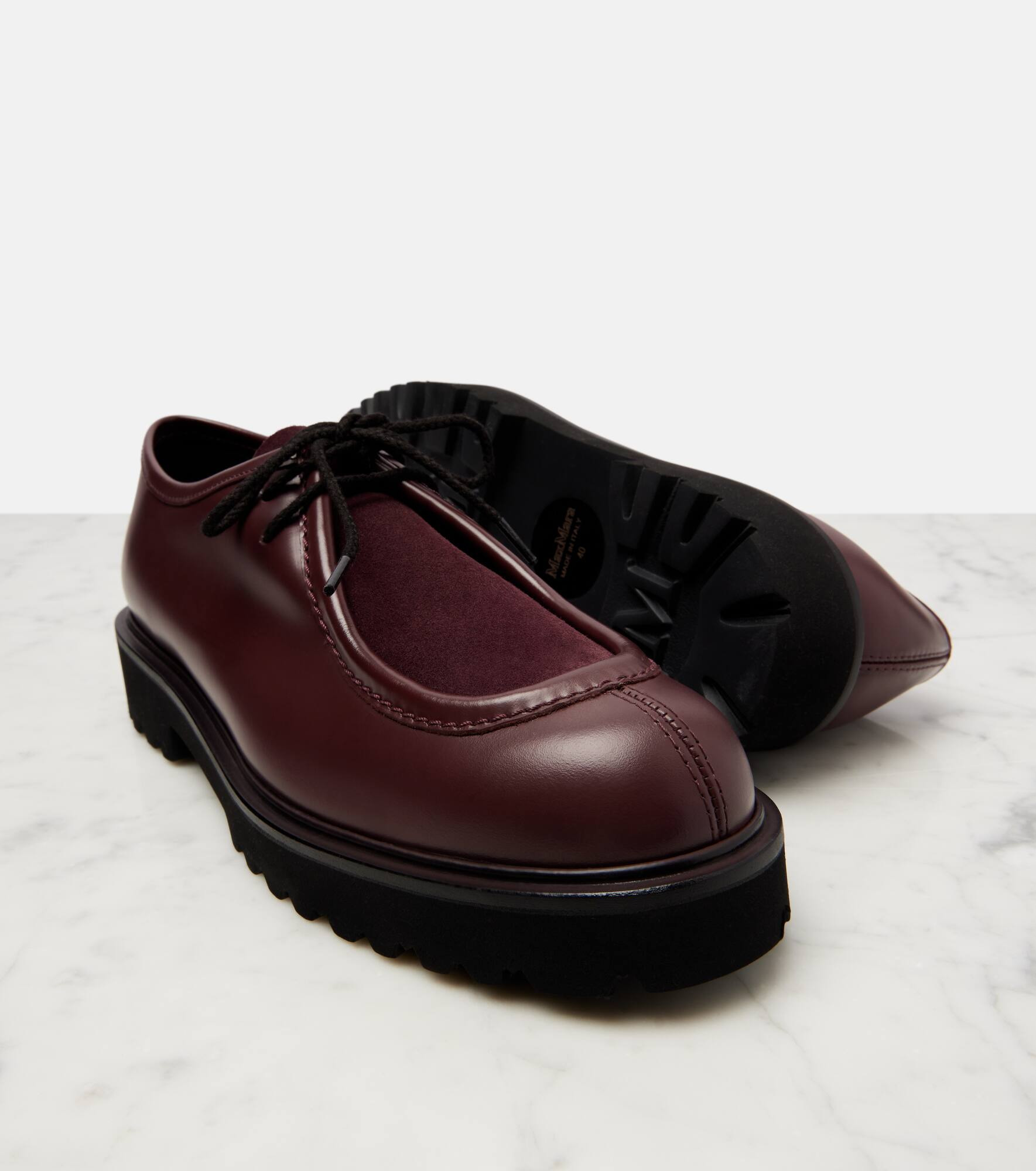 Track leather and suede loafers - 5