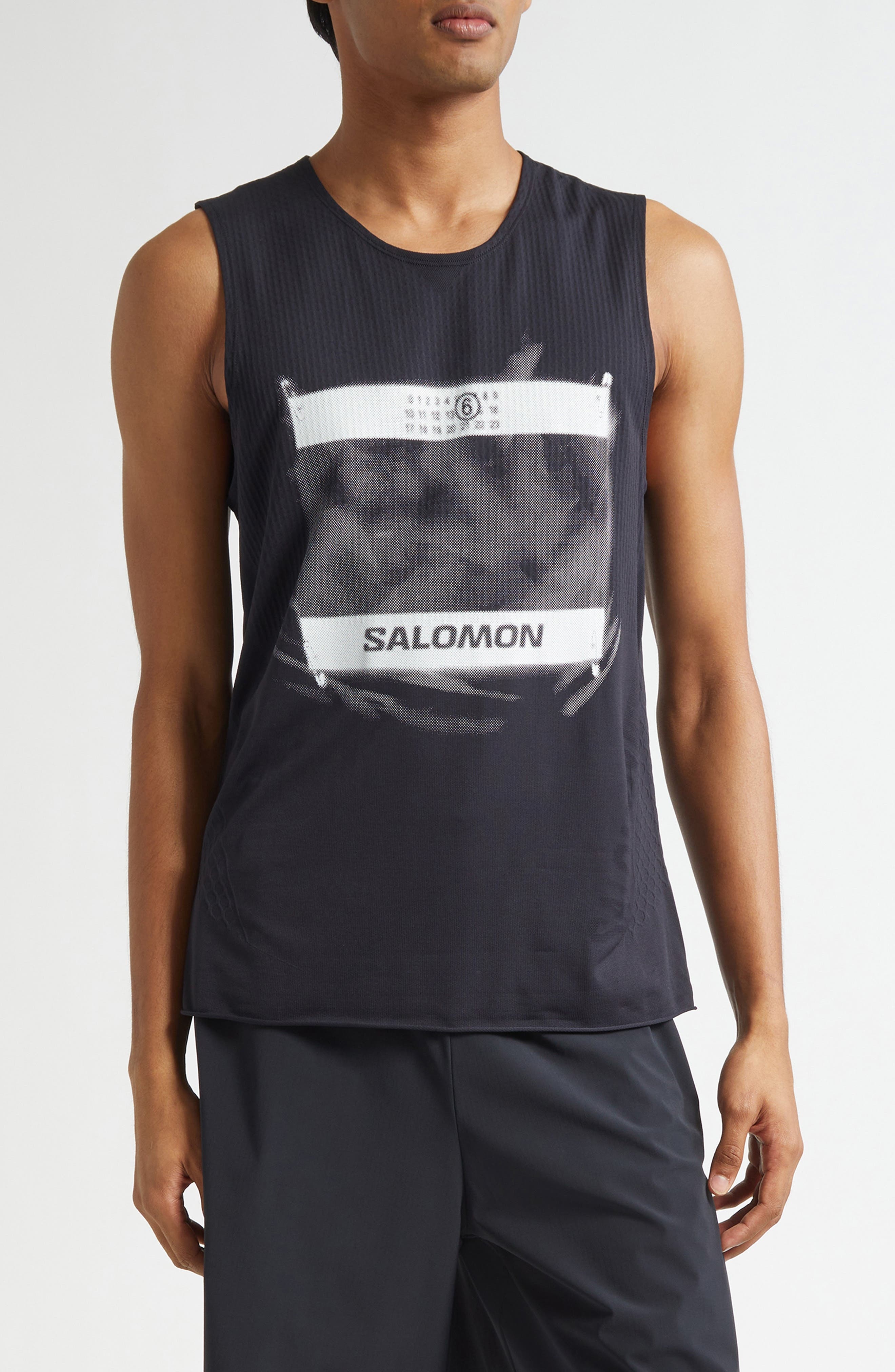 MM6 Maison Margiela x Salomon Numeric Logo Performance Tank in Deep Black at Nordstrom - 1