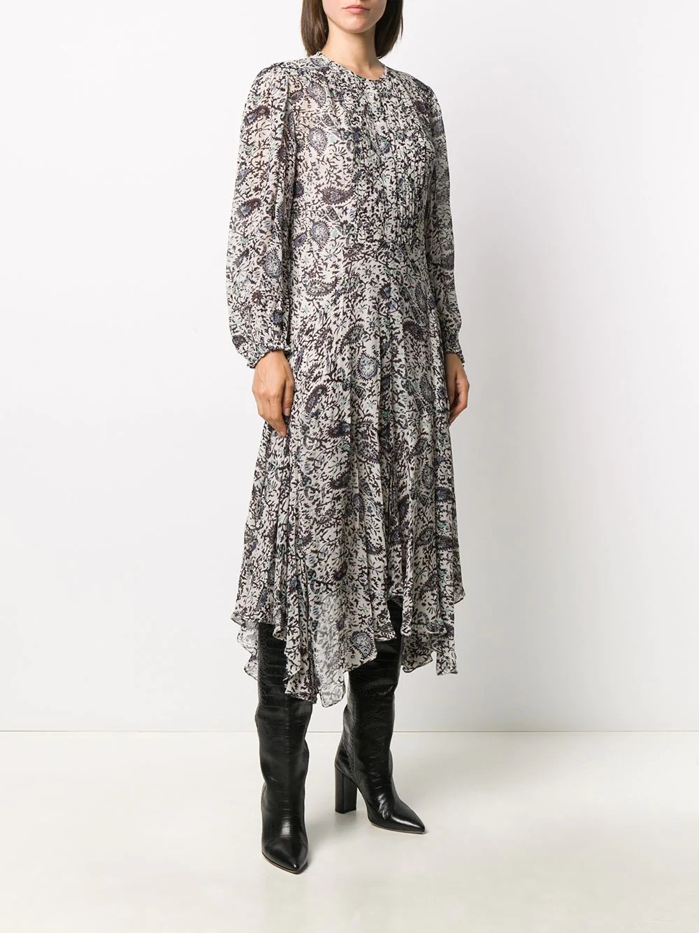 handkerchief-hem paisley midi dress - 3