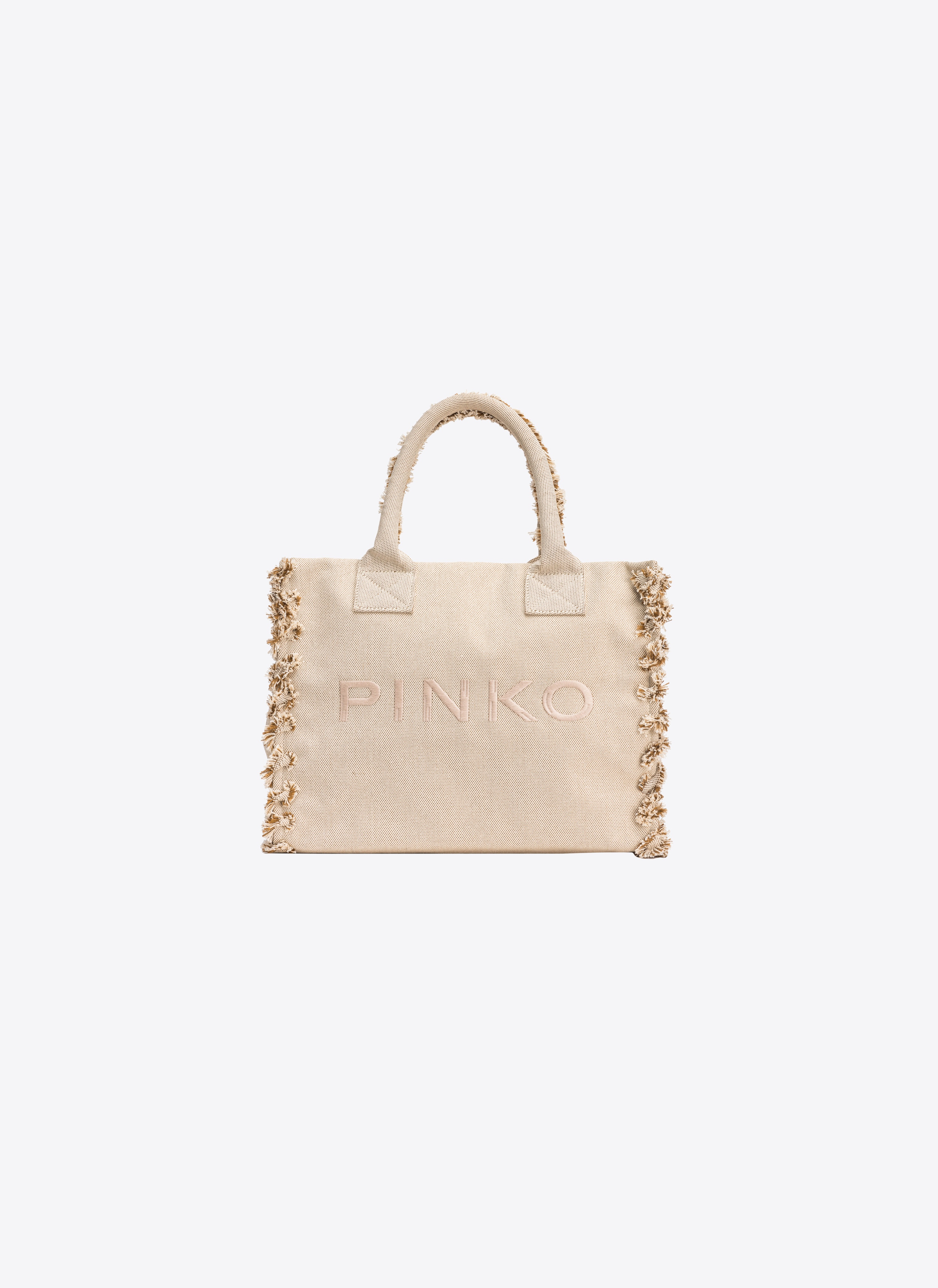 トートバッグ PINKO beach shopper in salt-and-pepper recycled canvas PINKO BEACH SHOPPER IN SALT-AND-PEPPER RECYCLED CANVAS