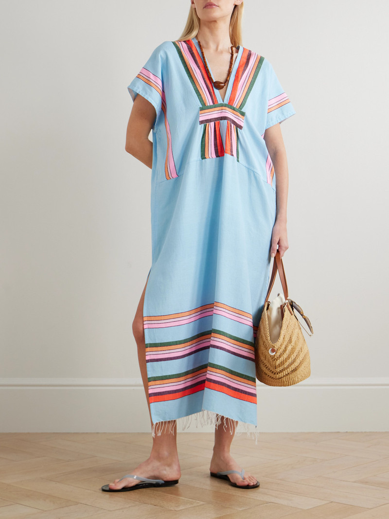 lemlem Gasira Frayed Striped Cotton-blend Maxi Kaftab outlook