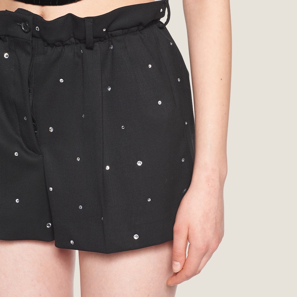 Embroidered grain de poudre shorts - 3