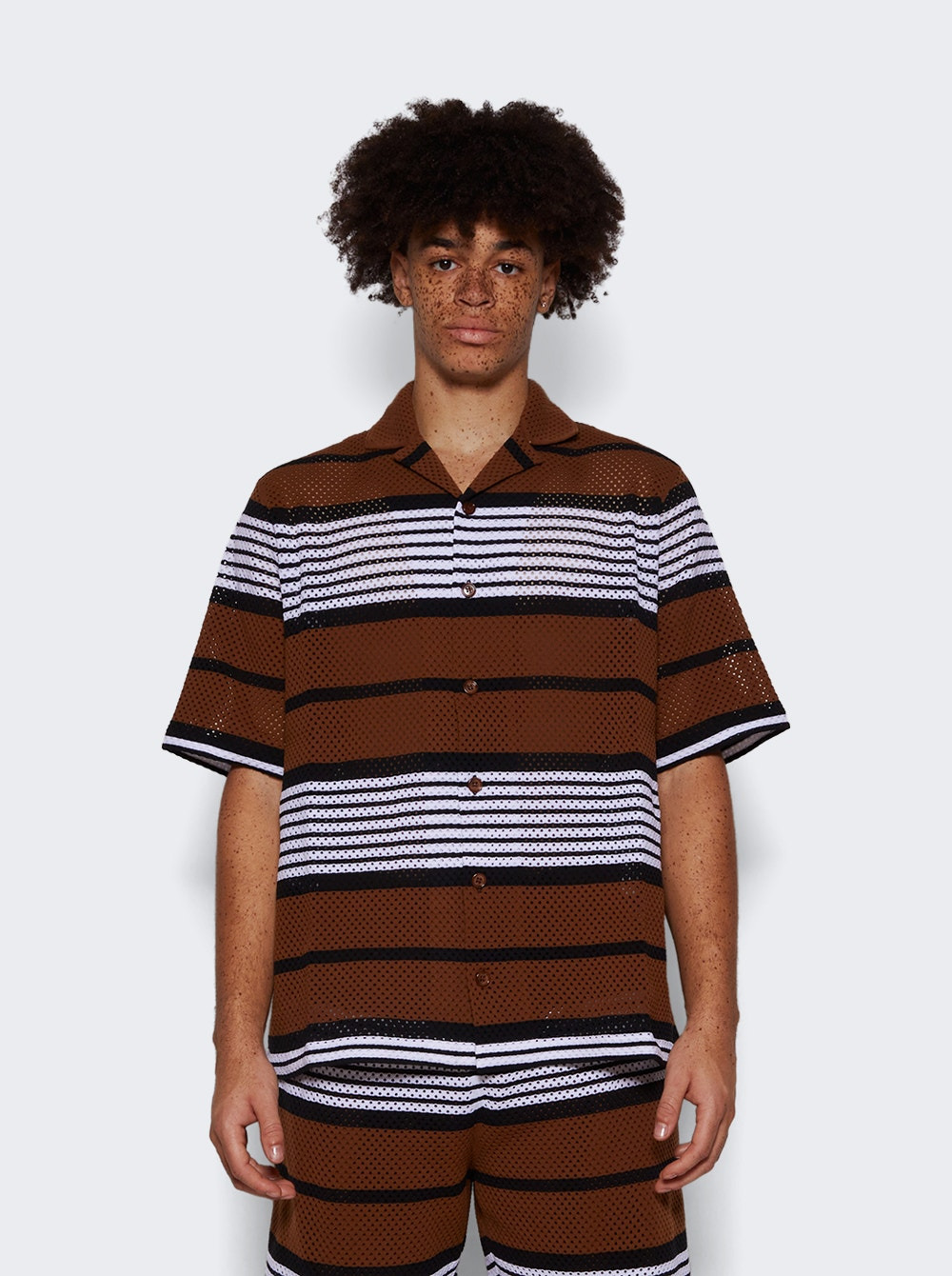Knit V Neck Shirt Dark Birch Brown - 3
