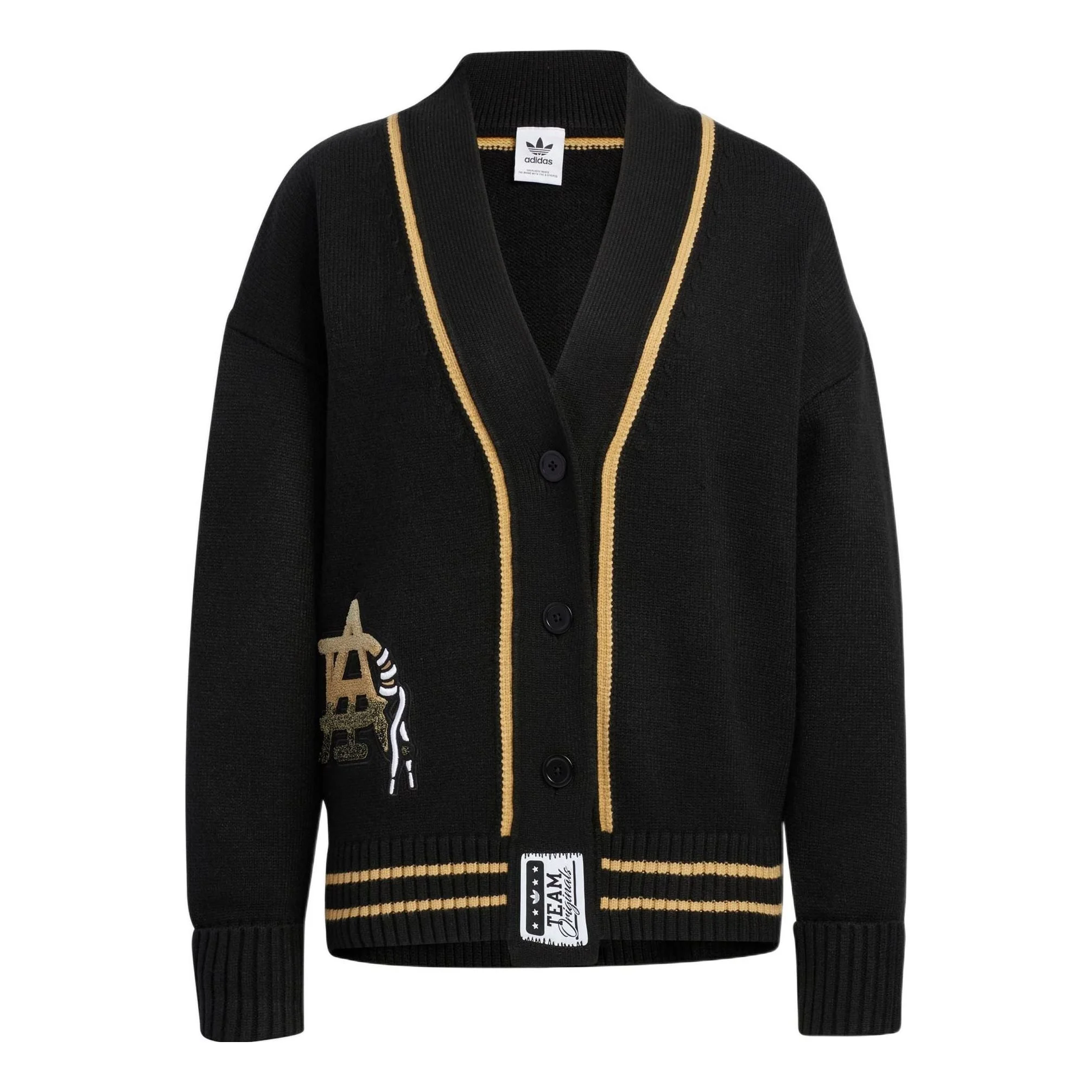 (WMNS) adidas Originals Clover Knitted Cardigan Sweater 'Black' HS9523 - 1