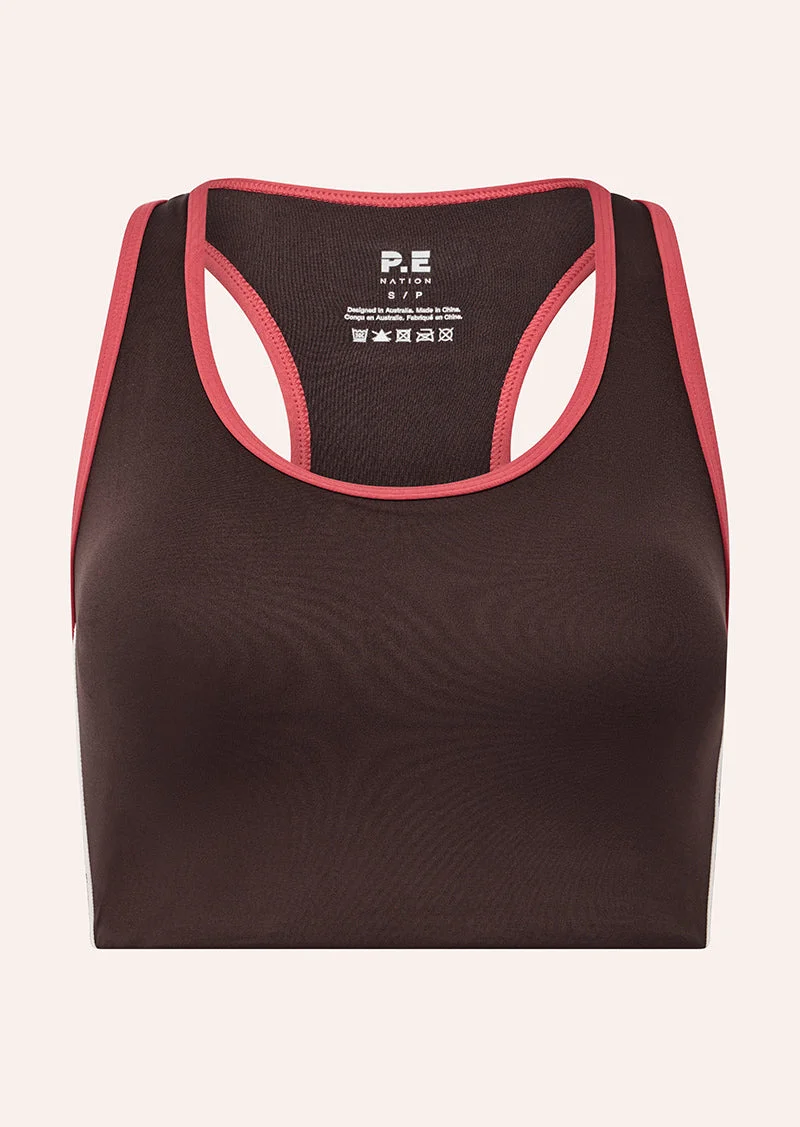 STELLAR SPORTS BRA IN DARK PLUM & STRAWBERRY - 1