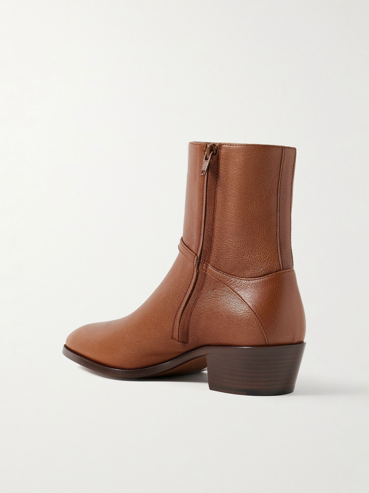 Pat VLogo Buckled Leather Ankle Boots Brown - 4