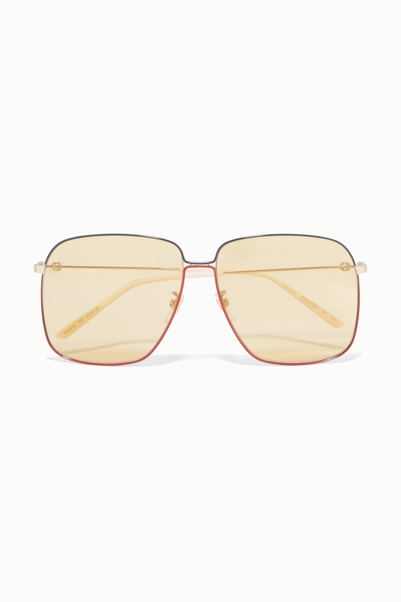 Oversized square-frame gold-tone sunglasses - 1