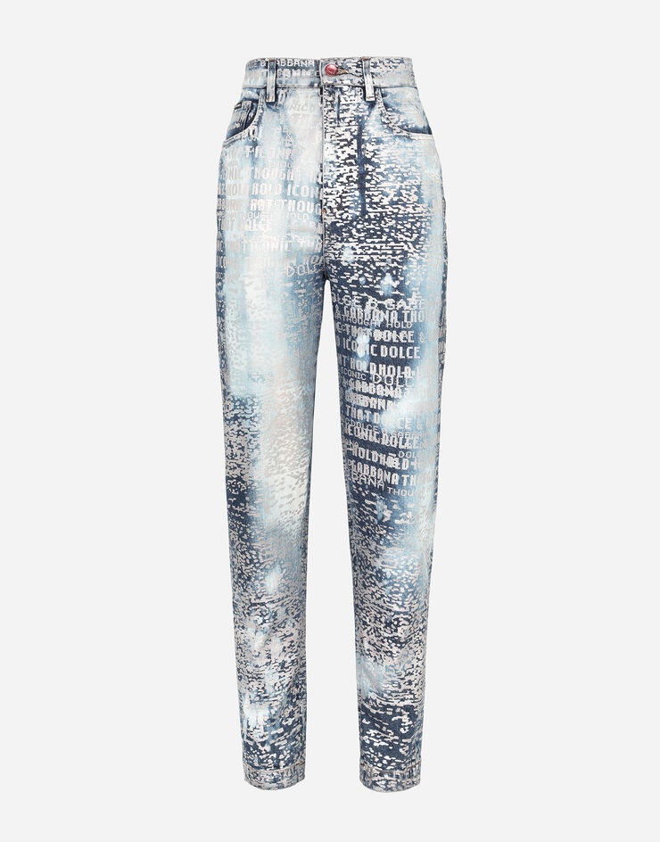 Foiled jeans with dolce & gabbana lettering - 3