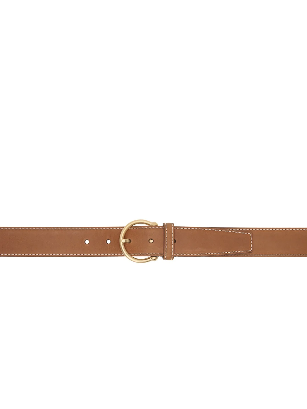 Brown Pebble Grain Round Buckle Belt - 1