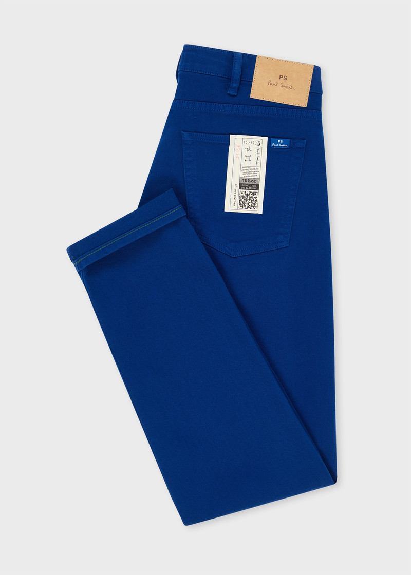 Paul Smith Tapered-Fit Royal Blue Garment-Dyed Organic Cotton-Stretch Jeans outlook
