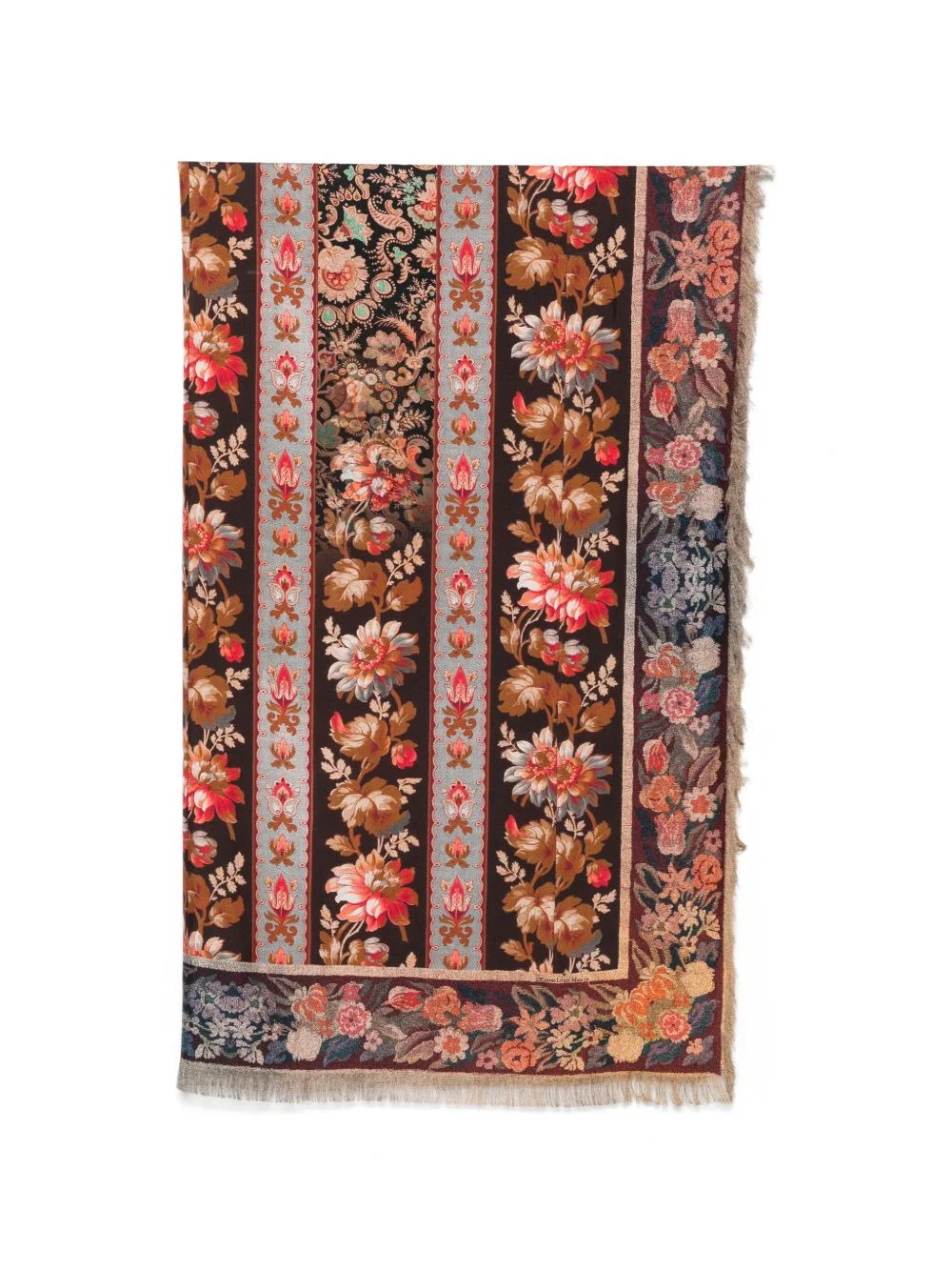 floral-print fringed scarf - 1