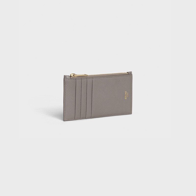 CELINE Zipped compact card holder in Grained calfskin outlook
