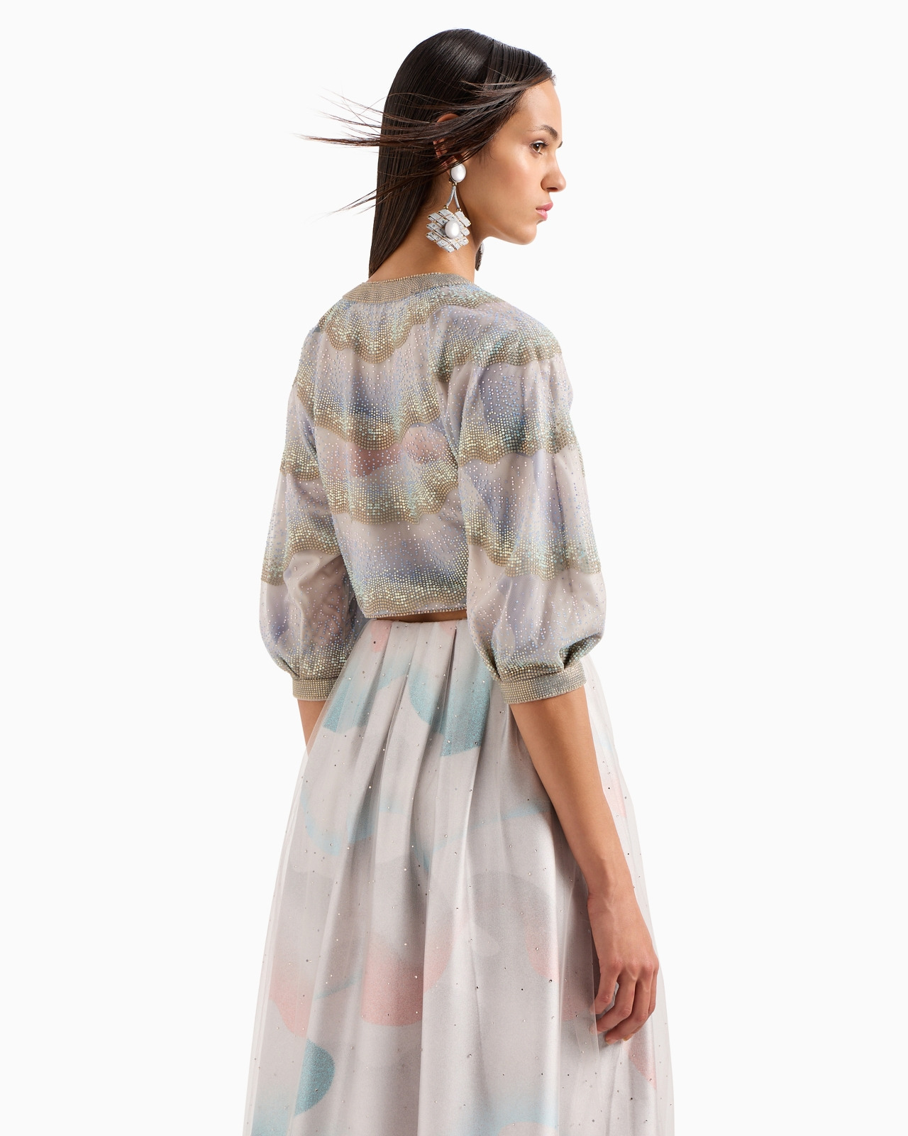 SHORT TULLE JACKET WITH CRYSTALS - 3