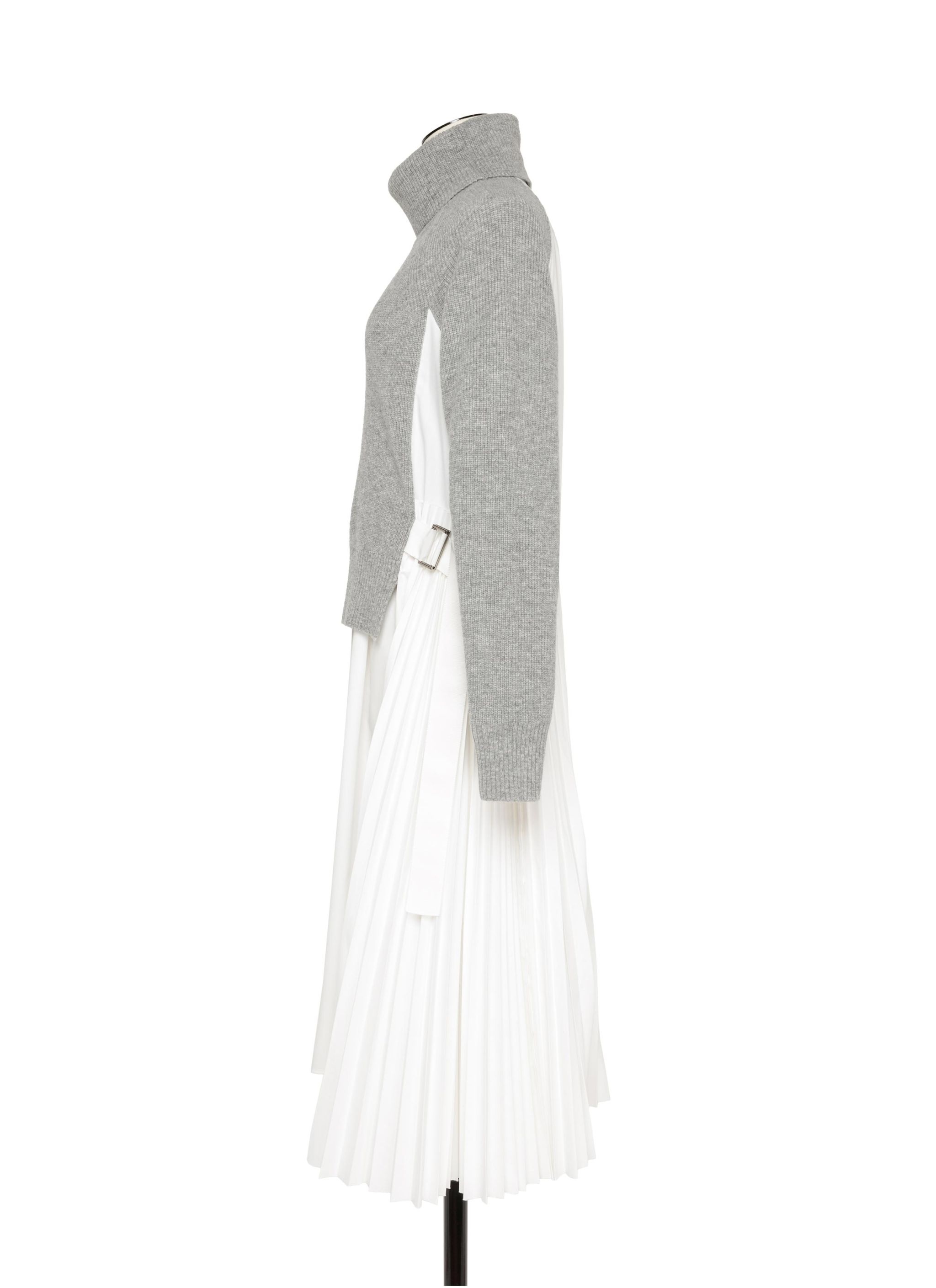 Wool Knit x Cotton Poplin Dress - 2