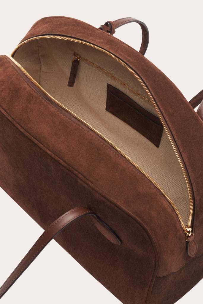 BOWLING BAG DARK BROWN SUEDE - 4
