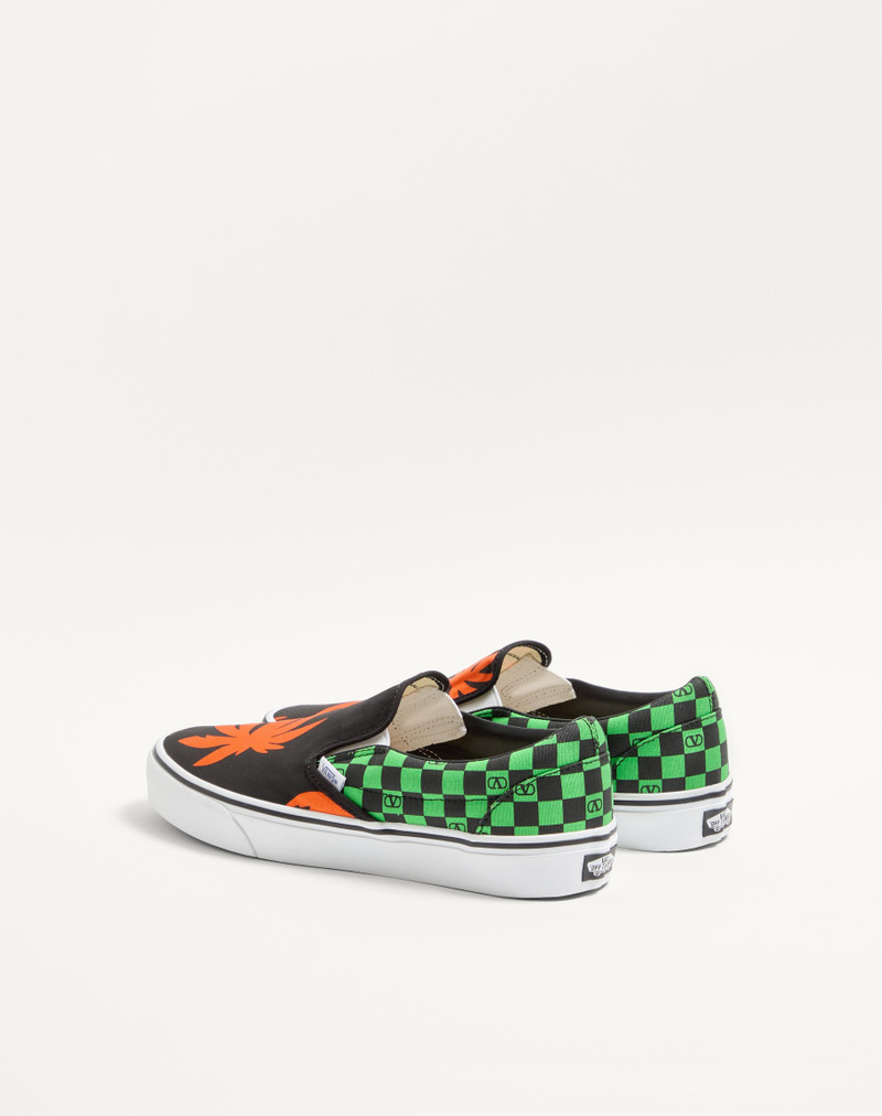 Valentino VALENTINO GARAVANI AND VANS SLIP-ON FABRIC SNEAKER WITH VLOGO CHECKERBOARD PRINT AND TROPICAL LEAVES outlook