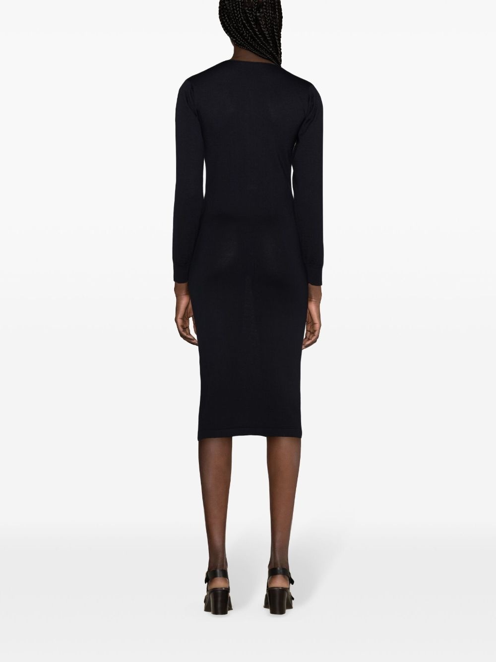 ribbed-knit cardigan dress - 4