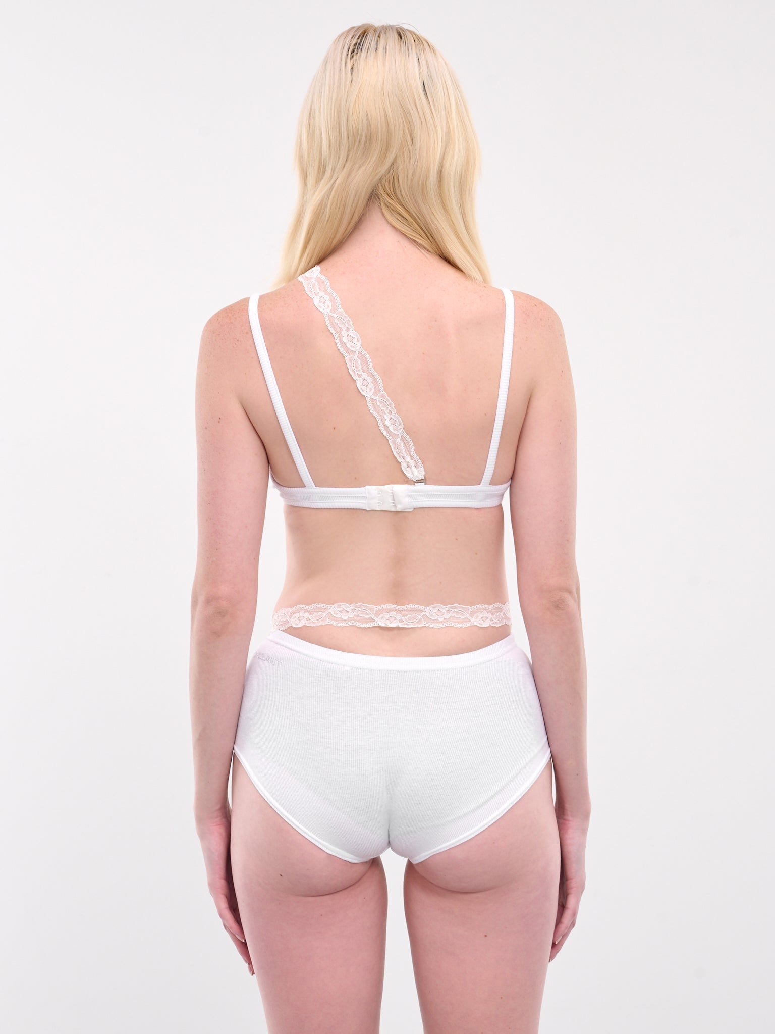 Asymmetric Lace Trim Bra - 3