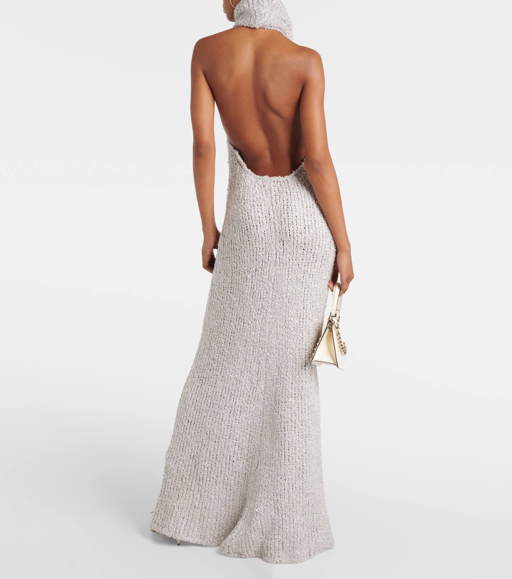 Turtleneck silk bouclé maxi dress - 3
